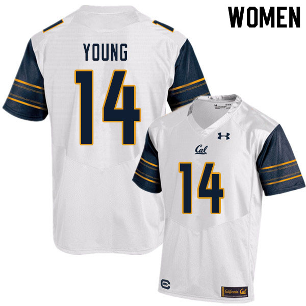Women #14 Monroe Young Cal Bears UA College Football Jerseys Sale-White - Click Image to Close